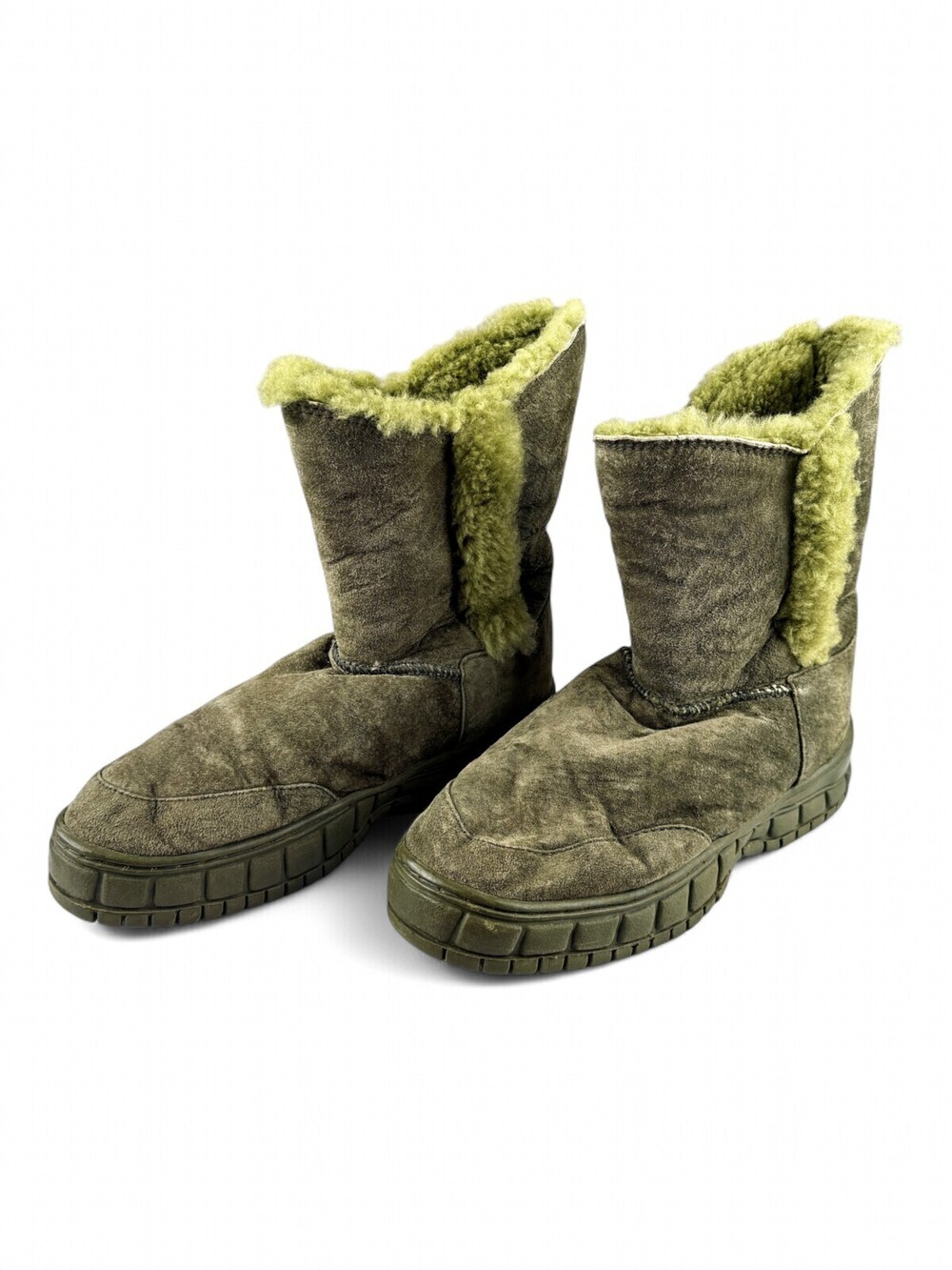 Aussie Dogs Women's Fuzzy Winter Rain Boots Sz 10 Olive
